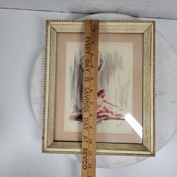 VTG Marchaude Ballet Dancer Ballerina Watercolor White Wood Framed Art Print - Picture 16 of 16